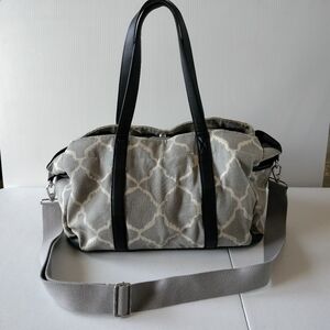 Pottery Barn Kids Gray Ikat Baby Diaper Bag Tote Travel Removable Strap